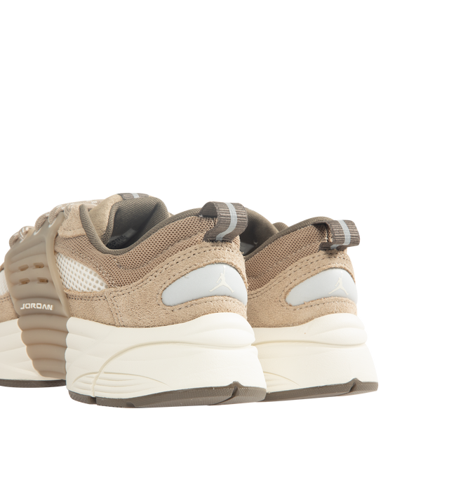 Image 3 of 5 - NEUTRAL - Women's Jordan Trunner O/S Sneakers feature a breathable mesh upper with suede overlays and a modern silhouette inspired by the original Jordan Trunner. These lifestyle sneakers combine responsive foam cushioning, molded midfoot support wings, and a durable rubber outsole for lightweight comfort, stability, and everyday traction. Main Material: Mesh and Suede. Midsole: Responsive Foam. Sole: Rubber. 