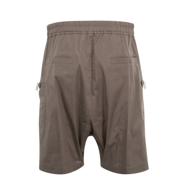 Image 2 of 3 - BROWN - RICK OWENS Bauhaus Bela Shorts featuring drawstring waistband, side zip pockets, back welt pockets, zip fly and pulls on. 97% cotton, 3% elastane.  