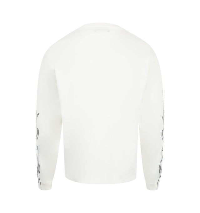 Image 2 of 2 - WHITE - Pleasures Fiery Heavyweight Long Sleeve T-Shirt has a crew neck, with embroidery details, and a regular fit. 100% cotton. 