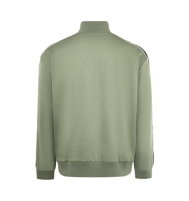 Image 2 of 3 - GREEN - Loewe Men's Tracksuit Jacket in lightweight technical jersey featuring herringbone tape on the sleeves and a mesh lining. Relaxed fit, regular length featuring high neck, rib knit collar, cuffs and hem, zip-front fastening, zipped welt pockets and LOEWE Anagram embroidery placed on the chest. Polyamide/Cotton. Made in Portugal. 