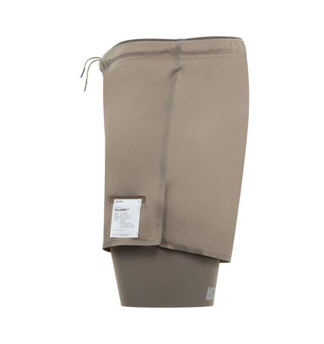 Image 3 of 3 - BROWN - SATISFY TechSilk 8" Running Shorts featuring sweatproof pockets, double waistband and light TechSilk shell with a Justice liner. 88% polyamide, 12% elastane. 