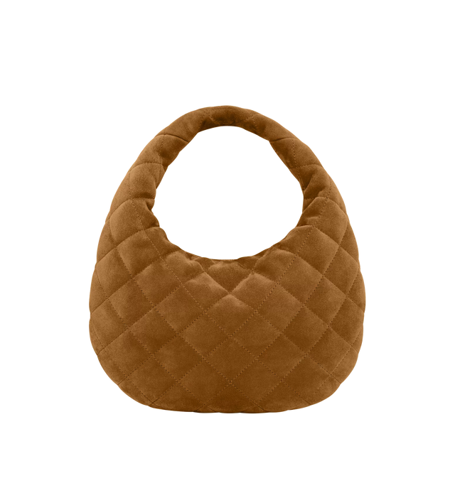 Image 3 of 3 - BROWN - SAINT LAURENT Icarino Suede Bag featuring diamond-quilted topstitching, logo on front, hand carry, leather lining, bronze-tone hardware and zip closure. 10.6" x 6.7" x 3". Handle drop: 5.3". Calfskin. Made in Italy. 