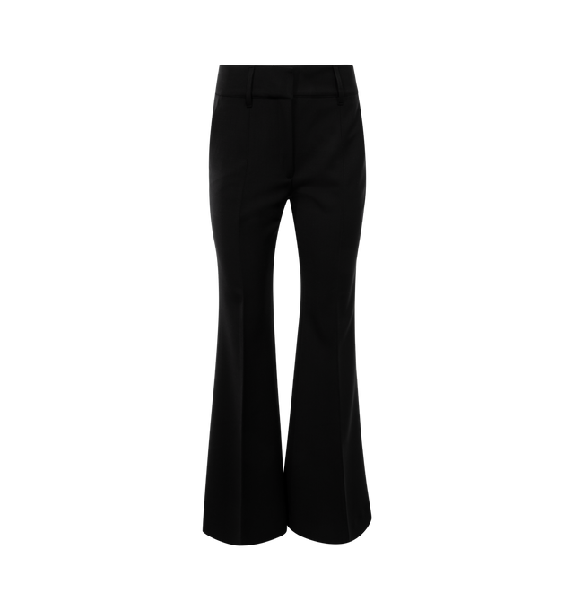 BLACK - Rhein Pant in Black Sportswear Wool featuring an easy silhouette, seaming detail at the front and back leg creating a perfectly streamlined leg that subtly flares towards the ankle, dual pockets, back-welt pocket. 100% Virgin Wool. Made in Italy.