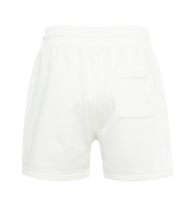 WHITE - CASABLANCA Le Jeu Embroidered Shorts featuring embroidered logo, embroidered motif, elasticated drawstring waistband, two side slash pockets, rear patch pocket, thigh-length amd french terry lining. 100% cotton. 
