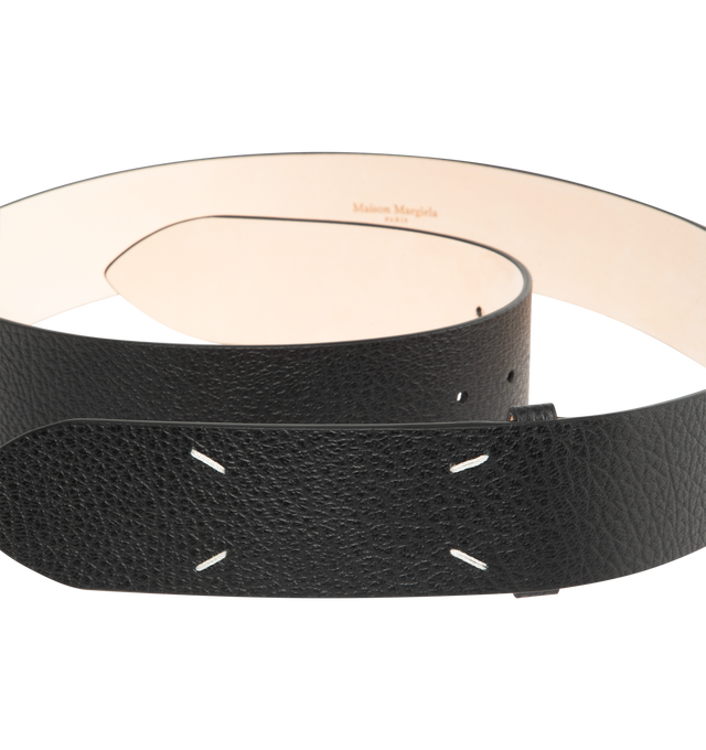 Image 2 of 2 - BLACK - MAISON MARGIELA 45 MM Belt featuring full-grain calf leather, push-stud fastening and four stitches at front. 