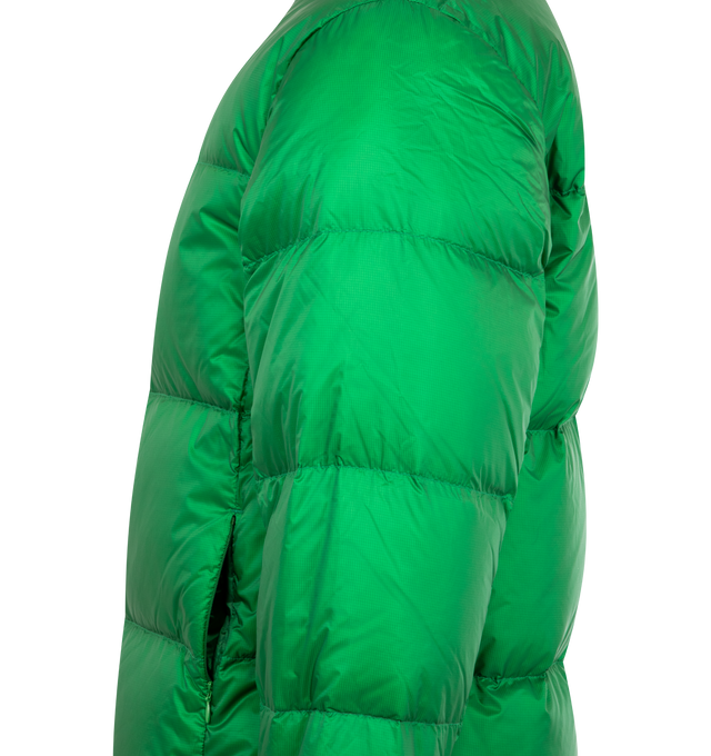 Image 3 of 3 - GREEN - ASPESI Noguchi Jacket featuring stand collar, zip front closure, side pockets with zipper and quilted puffer. 
