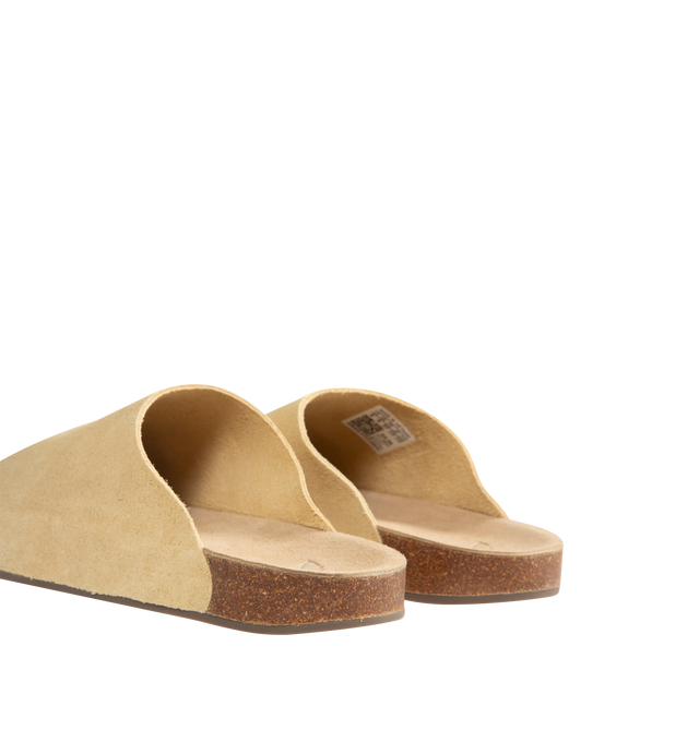Image 3 of 4 - NEUTRAL - Adidas Adimule Slides features an authentic cork sole paired with a soft suede footbed and upper. Exterior: Leather upper, suede footbed, cork sole, textile lining, durable rubber outsole. Made in Vietnam. 