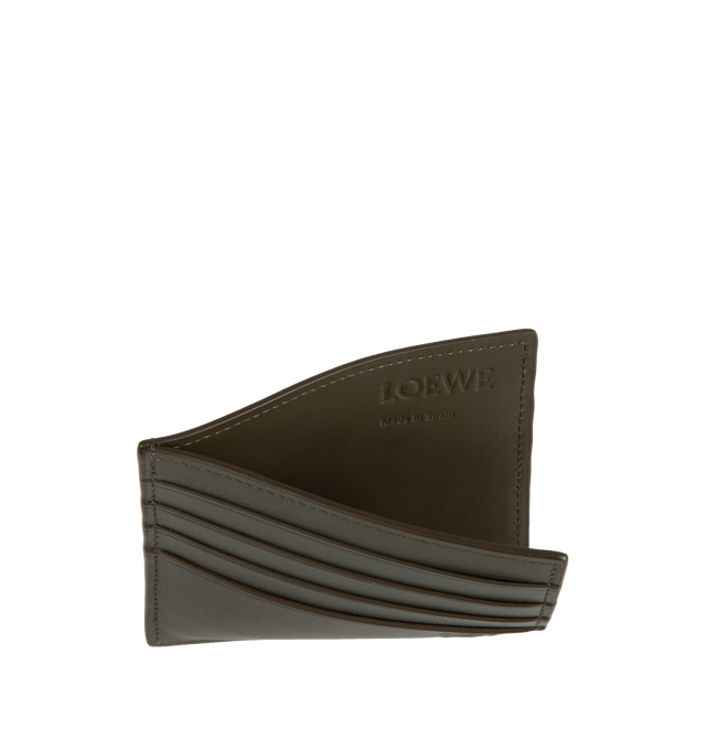 Image 3 of 3 - GREEN - LOEWE Open Plain Cardholder featuring bicolour shiny calfskin, open side, eight card slots, one central pocket, calfskin lining and embossed Anagram. Shiny calf. Made in Spain. 