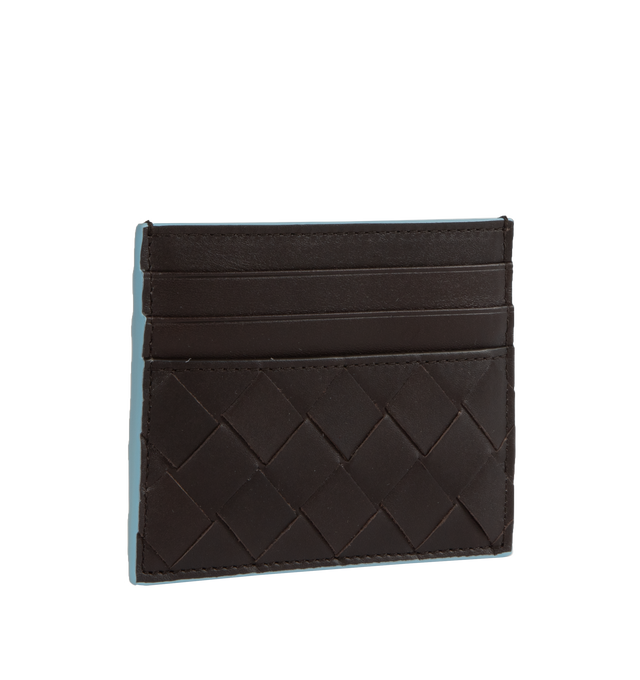 Image 3 of 4 - BROWN - BOTTEGA VENETA Intrecciato calfskin leather card case with contrasted edges. Featuring six card slots, one central pocket. 100% Calfskin, Height 3.1" x width 4.1". Made in Italy. 