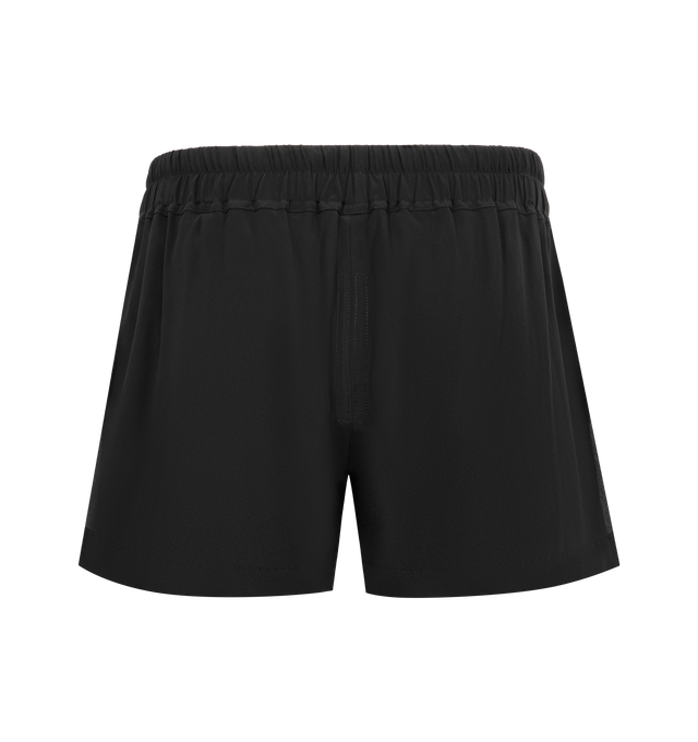 Image 2 of 3 - BLACK - RICK OWENS Fog Boxers Shorts featuring drawstring at elasticized waistband, two-pocket styling, mock fly, exposed pocket lining at cuffs and vented outseams. 74% organic cotton, 26% linen. Made in Italy. 