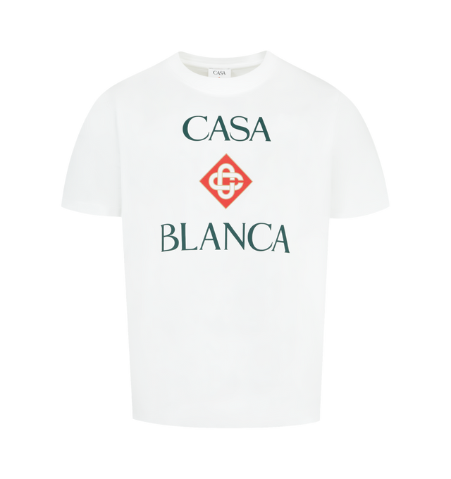 Image 1 of 2 - WHITE - Casablanca Diamond Logo short-sleeve t-shirt is a classic design, featuring the house's signature diamond logo, classic crew neck and a relaxed silhouette.100% organic cotton. Made in Portugal. 