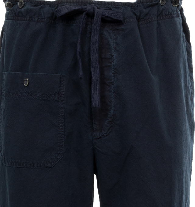 Image 4 of 4 - NAVY - BARENA VENEZIA Oversize work cargo trousers crafted from natural crinkle garment dye 100% cotton canvas. Mid rise in a comfort fit featuring two slashed side pocket, one u-line patch front pocket with button. 