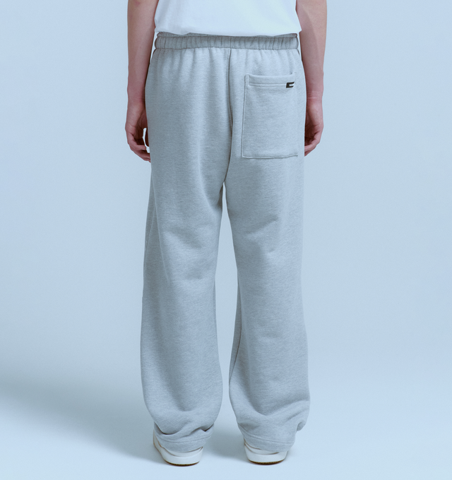 Image 4 of 6 - GREY - NAHMIAS Youth Enrichment Wide Sweatpant featuring elastic waist with drawstring, wide leg, relaxed fit, side pockets, back patch pocket and elastic hem. 100% cotton.  