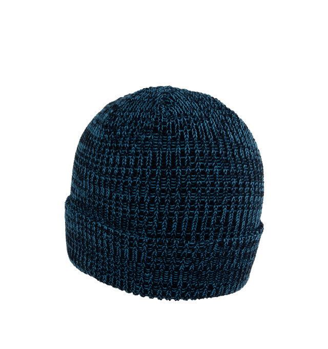 Image 2 of 2 - BLUE - NOAH Marled Logo Beanie featuring roll up brim and embroidered logo at the front. 100% acrylic.  