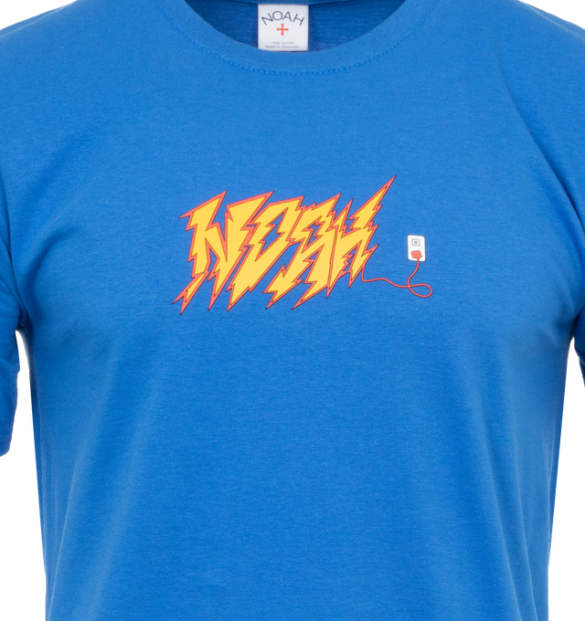 Image 2 of 2 - BLUE - NOAH Circuit T-Shirt featuring printed logo, crew neck, short sleeves and straight hem. 100% cotton. 