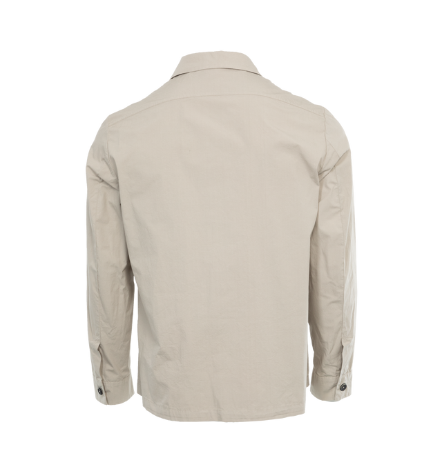 Image 2 of 3 - NEUTRAL - BARENA VENEZIA Utilitarian Overshirt brnings a tailor touch to a classic workwear silhouette. It features a regular length and fit, long sleeves, patch chest pocket,full button closure,buttoned cuffs and pointed collar. Parachute stretch cotton, garment dyed. 97% Cotton 3% Elastane. 