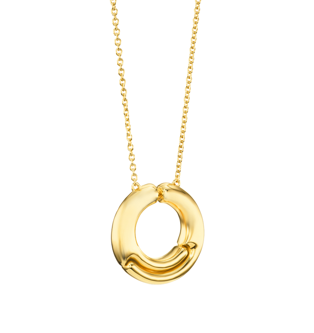 Image 3 of 3 - GOLD - Pamela Zamore Holos Circle Necklace featuring two sculptural halves of a piece interlocking to become one. Hand-finished. 18K yellow gold, 30g. Pendant diameter 35mm. Length: 18/20. Hirshleifers offers a range of pieces from this collection in-store. For personal consultation and detailed information about jewelry, please contact our dedicated stylist team at personalshopping@hirshleifers.com. This item may be restricted for online purchase to international clients. For assistance purc 