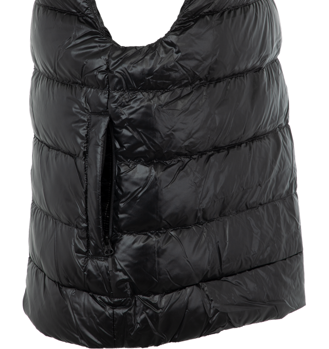 Image 3 of 3 - BLACK - CANADA GOOSE Crofton Down Vest featuring packable into interior left pocket, ultra lightweight channel fill construction paired with lightweight fabrics and trims, storm flap underneath 2-way zipper keeps the elements out, 2 exterior pockets: hand pockets with zipper closures and tricot fabric at knuckle side for softness and warmth and 1 exterior pocket: drop-in pocket. 100% recycled nylon. 