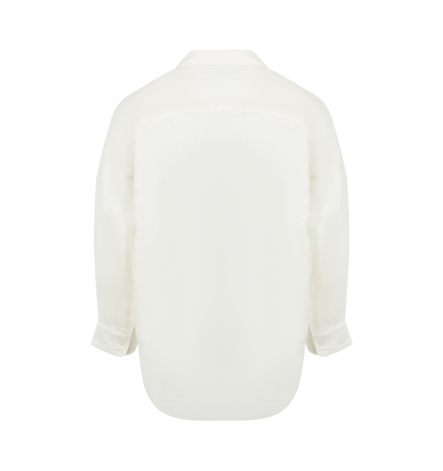 Image 3 of 4 - WHITE - R13 Drop Neck Shirt  has a classic collar, a button front closure, a front pocket, and a slighty oversized fit. 100% cotton.  