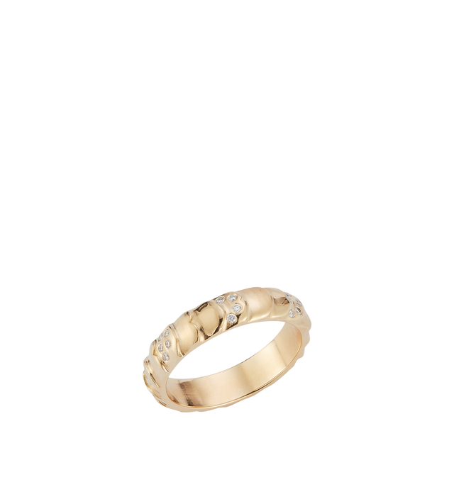 Image 2 of 2 - GOLD - Renna Jewelry Aegean Ring crafted from 18K yellow gold with alternating diamond, high polish and brushed polish undulating around the finger. 4.5 mm wide. Hirshleifers offers a range of pieces from this collection in-store. For personal consultation and detailed information about jewelry, please contact our dedicated stylist team at personalshopping@hirshleifers.com. 