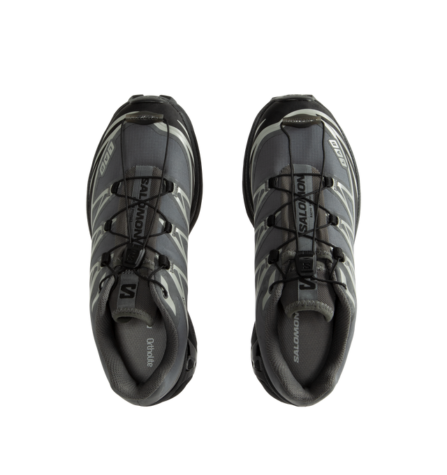 Image 5 of 5 - GREY - Salomon XT-6 Protective Sneakers are crafted from ripstop textile with textured TPU film overlays and feature the brand's iconic XT-6 silhouette reimagined through a durable workwear-inspired lens. Designed with Salomon's signature SensiFit construction, soft cushioning, and downhill stability technology, this technical style balances rugged functionality with everyday versatility. Main Material: Synthetic and Textile Upper. Lining: Textile. Insole: Textile. Outsole: Rubber. Closure: Q 