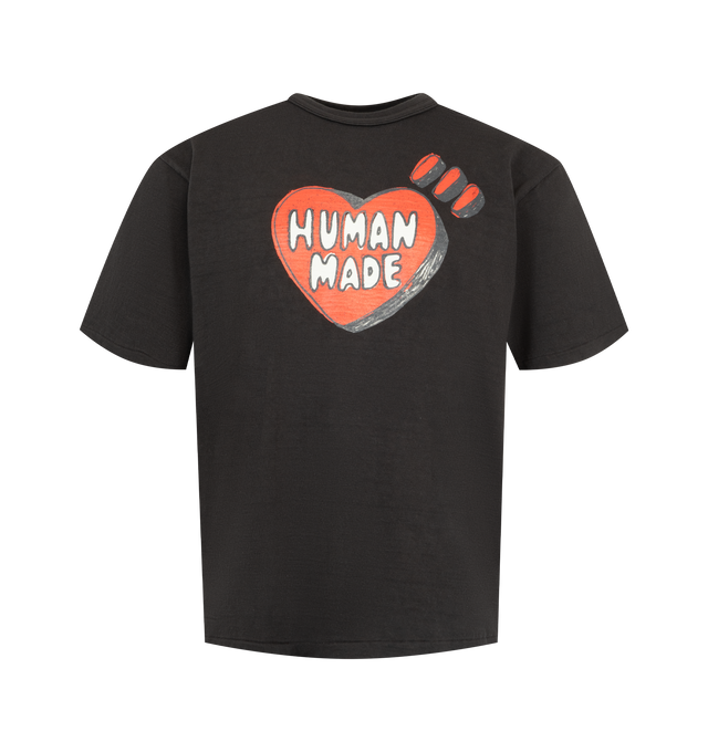 Image 1 of 2 - BLACK - Human Made Men's Graphic T-Shirt is crafted from 100% cotton jersey and features a distinctive heart logo graphic on the front and "The Future Is In The Past" graphic on the back. Main Material: 100% Cotton. Neckline: Made in Japan. 