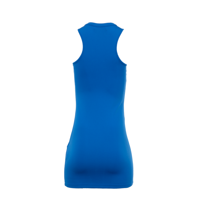 BLUE - OFF-WHITE Sleek Rowing Dress featuring stretch-jersey, logo print at the chest, sleeveless, racerback, straight hem and mini length. 86% polyamide, 14% elastane.