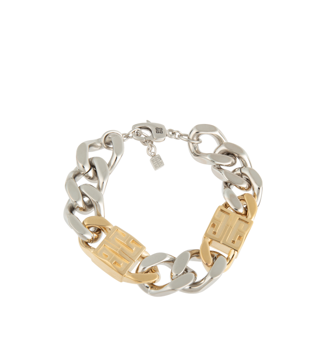 SILVER - GIVENCHY 4G Bracelet featuring golden and silvery-finish metal links, 4G line, 4G piece in golden-finish polished and brushed metal, adjustment chain and adjustable length from 7.5 to 8.5 inches. 100% brass. Made in Italy.