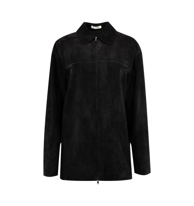 Image 1 of 2 - BLACK - THE ROW Theon Shirt featuring zip front closure, clasic collar, long sleeves and back yoke. Made in Italy.  