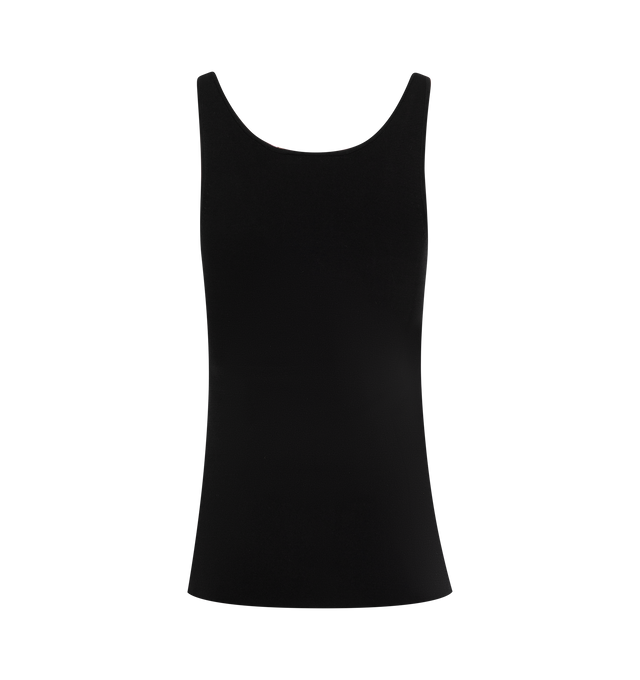 Image 3 of 5 - BLACK - TOTEME Compact Knit Tank Top featuring pull-on styling, front and back scoop neckline design and knit fabric. 53% viscose, 45% recycled polyamide, 2% elastane. 