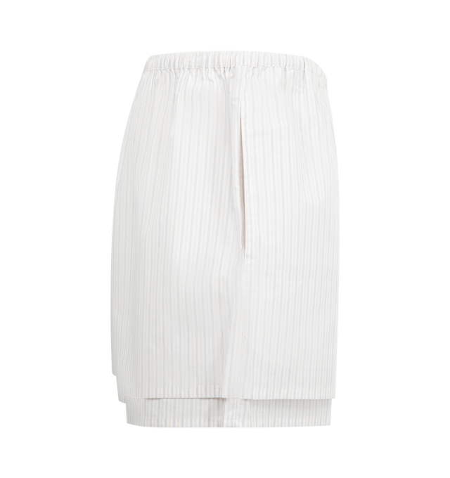 Image 3 of 3 - WHITE - DEIJI STUDIOS Layered Short featuring elastic waistband, layered design, all-over stripe print and relaxed fit. 100% organic cotton. 