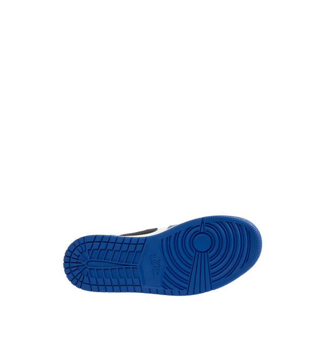 Image 4 of 5 - BLUE - Jordan Air Jordan 1 Low Sneakers are a lace-up style with leather uppers, encapsulated Air-Sole units for lightweight cushioning, and solid rubber outsoles.  