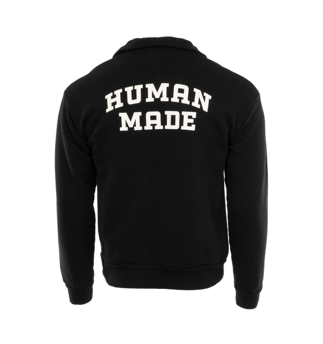 Image 2 of 4 - BLACK - HUMAN MADE Military Half-Zip Sweatshirt featuring half-zip sweatshirt with a rounded body, military-style design, heart motif on the left chest and ribbed cuffs and hem. 100% cotton. Made in Japan. 