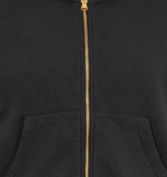 Image 3 of 3 - BLACK - VISVIM Cotton/Cashmere Full Zip Hoodie with custom zip fastener. 93% cotton 7% cashmere. 