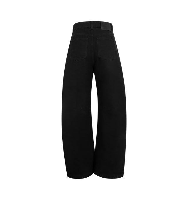 Image 2 of 3 - BLACK - Loewe Barrel Trousers in medium-weight garment-dyed cotton twill featuring a balloon silhouette with darts at the knees. Regular fit, regular length, mid waist, loose leg with concealed zip fly, five pocket style and LOEWE embossed leather patch placed at the back. Made in Italy. 