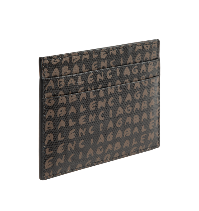 Image 2 of 3 - BROWN - BALENCIAGA Select Card Holder featuring coated canvas with contrasting Balenciaga logo printed, 4 card slots and 1 bill pocket. 3.9" x 3.1" x 0.8". Cotton, linen, polyurethane. Made in Italy. 