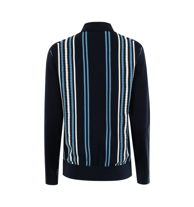 Image 2 of 2 - BLUE - GUEST IN RESIDENCE Stripe Plaza Shirt featuring front button closure, ribbed hem and cuffs, long sleeves and collar. 100% cotton. Made in China. 