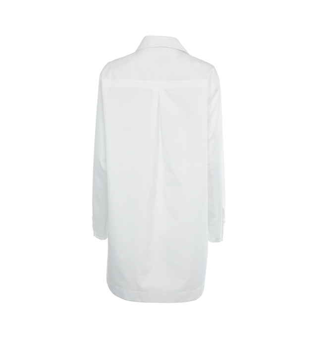 Image 2 of 4 - WHITE - ALAIA Tunic dress featuring long sleeves, round hems, plunging neckline and collar. 100% cotton. Made in Italy.  