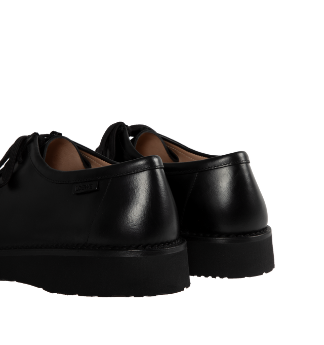 Image 3 of 4 - BLACK - LOEWE Faro Lace Up in pull-up calfskin featuring a moc-toe construction and a bulky toe shape outlined by leather piping, flat cotton laces, calfskin lining, Anagram embossed rubber sole and LOEWE embossed label on the side. Pull-up calfskin. 