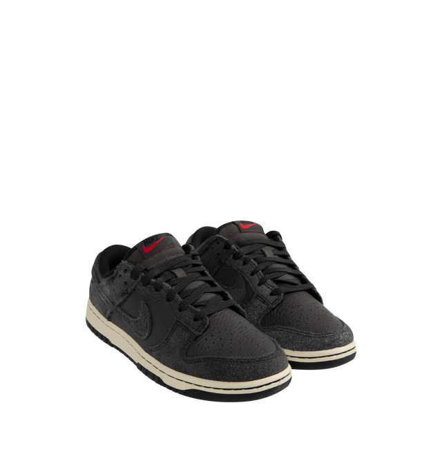 Image 2 of 5 - BLACK - NIKE Dunk Low Retro Premium Sneaker featuring leather and suede upper, foam midsole offers lightweight, responsive cushioning and rubber outsole with classic pivot circle. 