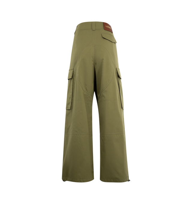 Image 2 of 3 - GREEN - LOEWE Cargo Trousers featuring wide leg, two slit pockets, one back pocket with flap and two flap cargo pockets on legs. 