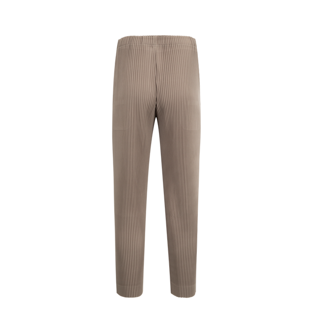 Image 2 of 3 - BROWN - ISSEY MIYAKE Tailored Pleats Pants featuring elastic waist with concealed drawstring, straight leg and pleated throughout. 100% polyester. 