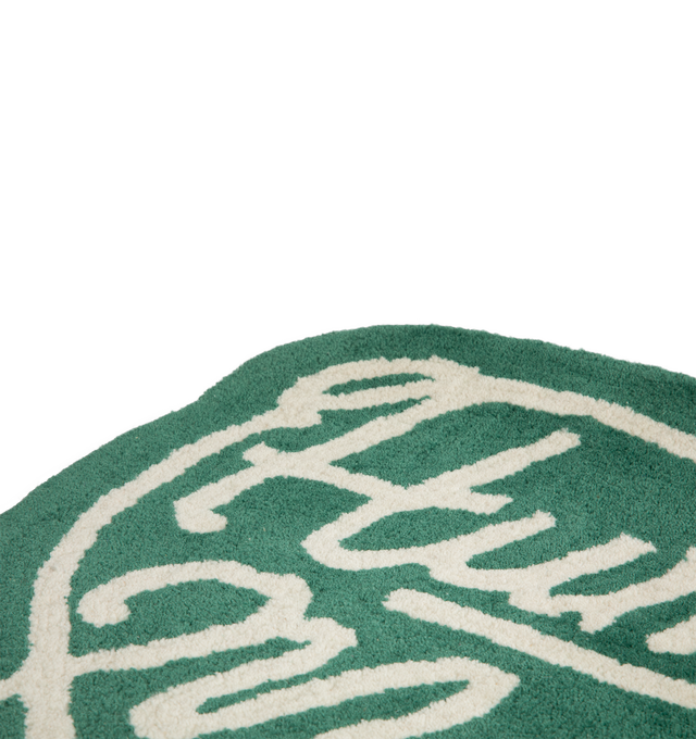 Image 2 of 2 - GREEN - Human Made Small Heart Rug has a soft feel and jacquard branding. 80% wool, 20% cotton.  