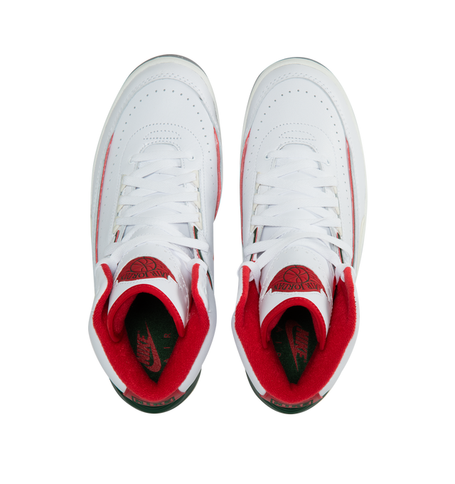 WHITE - AIR JORDAN 2 Retro featuring premium leather, Nike Air-Sole unit in the heel and rubber outsole.