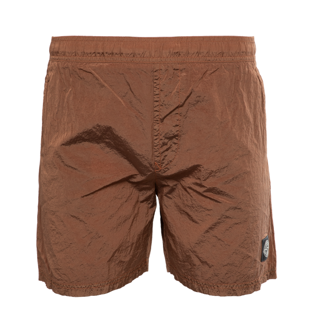 BROWN - STONE ISLAND Swimming Trunks featuring regular fit, slanting hand pockets, one back pocket with hidden zipper closure, Stone Island Compass patch logo on the left leg, inner mesh and elasticized waistband with inner drawstring. 100% polyamide/nylon.