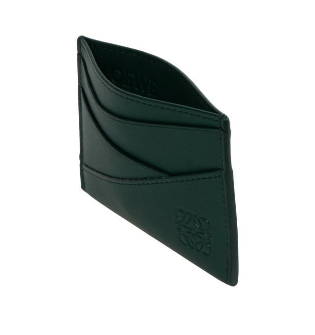 Image 3 of 3 - GREEN - LOEWE Puzzle Plain Cardholder featuring four card slots, one central pocket, overlapped edges and embossed Anagram. Classic calf. Made in Spain.Height 3in X Width 4.1in. 