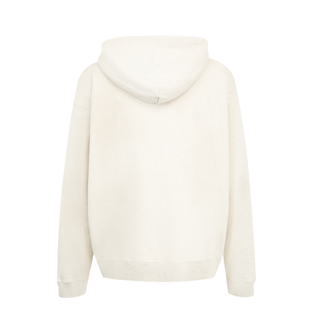 Image 2 of 2 - WHITE - Maison Mihara Yasuhiro Men's Doodle Zip-Up Hoodie is crafted from cotton loopback jersey and features an oversized silhouette with allover hand-drawn doodle graphics created by the designer. Designed with a front zip closure, dropped shoulders, a wide body, and an original embroidered patch at the left sleeve cuff, this hoodie combines graphic expression with everyday comfort. The soft terry-loop fabric provides breathability, moisture absorption, and lightweight warmth for year-round 
