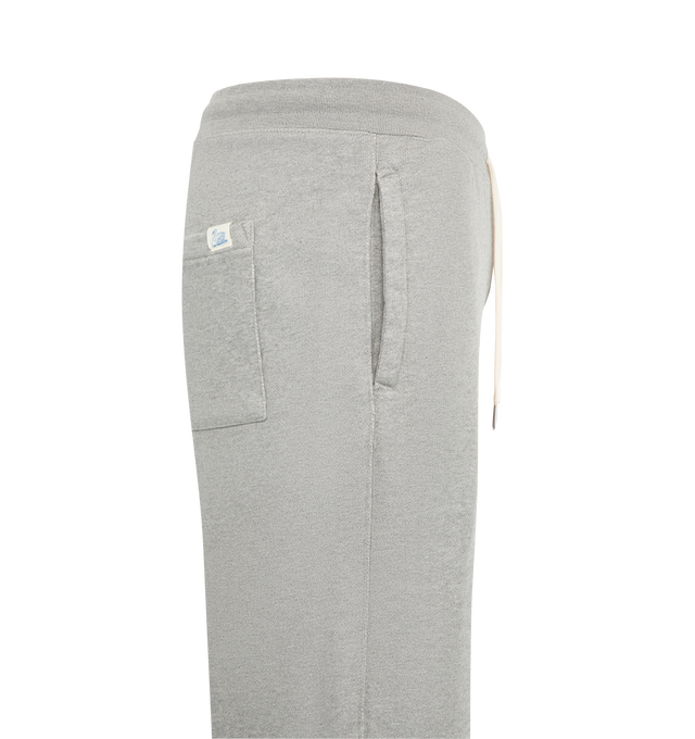 Image 3 of 3 - GREY - Merz b. Schwanen Men's Authentic Fleece Straight Leg Sweatpants are crafted from 100% organic cotton and feature the brands heavyweight Authentic Fleece, a durable loopback fabric with a garment-dyed finish that creates a distinctive vintage-inspired look and feel. Details include side pockets, a single back pocket, an elastic waistband, and a cotton drawstring with metal aglets, finished with the signature swan loop label on the back pocket. Main Material: 100% Organic Cotton.  