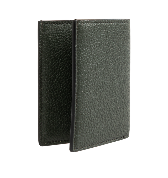 Image 2 of 3 - GREEN - TOM FORD Grain Leather T Line Folding Card Holder featuring T-line architecture, six credit card slots, a central money compartment and embossed with the TOM FORD logo. 7.5  10 cm. 100% leather. Made in Italy. 