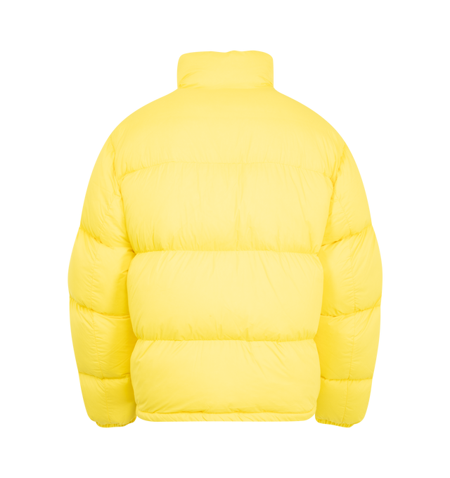 Image 2 of 3 - YELLOW - Canada Goose Men's Sterling Puffer Coat is crafted from lightweight plain-weave poly fabric with a smooth matte finish and features a regular-fit silhouette with wide quilted baffles. Designed for cold-weather protection, this down-filled coat is finished with a fixed hood with hidden cord lock, a concealed snap placket over a two-way zip closure, an exposed bottom snap, elasticized cuffs, and an adjustable drawcord hem. Functional storage includes two exterior zippered welt pockets, 